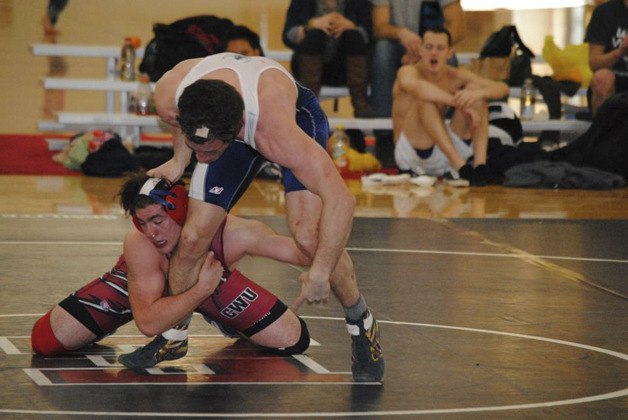 Nick Bendon at the collegiate wrestling Northwest Conference on March 3. He emerged champion