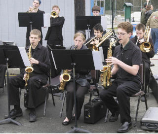 Members of the Bonney Lake High School Jazz Band play before the April 11 annual Easter Egg Hunt at Allan Yorke Park in Bonney Lake.