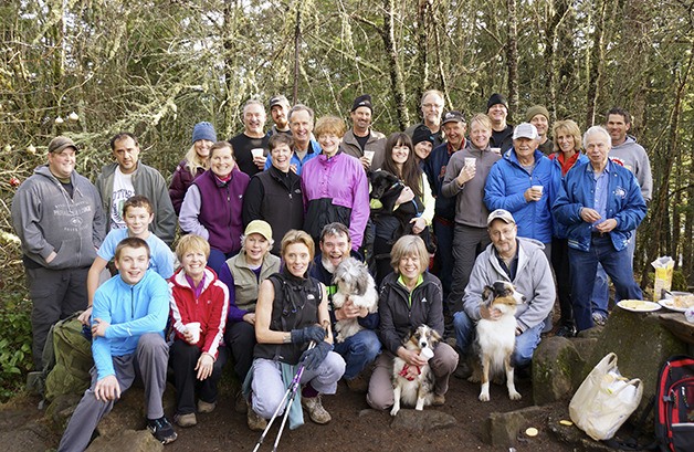 Most of the folks in this photo are regular Mount Peak climbers and have gotten to know each other during their morning hike and have made the New Year’s climb an annual event.