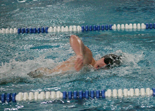 The Hornet's Thomas Petersen won the 100 freestyle in the meet with  Kentwood.