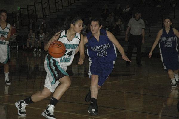 Naomi Pounds takes the ball up-court against the Eatonville Cruisers during Friday night's barn burner. The Panthers fell to Eatonville 71-66.