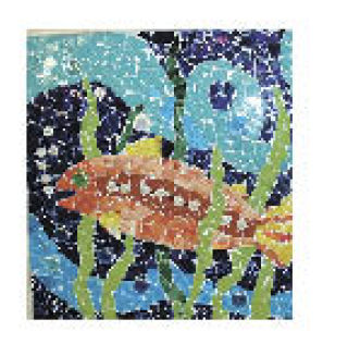 Students created four animal-themed mosaics.