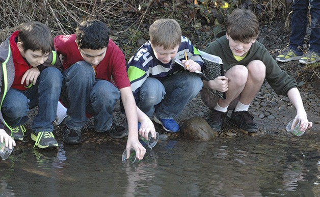 Glacier Middle School students walked to the White River Friday