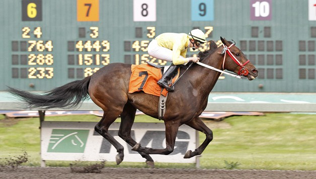 Polish Dollar and jockey William Antongeorgi combined for the victory in the feature race for 3-year-olds and up at Emerald Downs. June 9