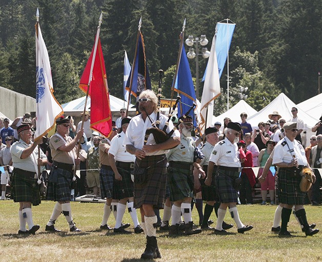 The gathering of the clans at the Highland Games in Enumclaw Saturday.