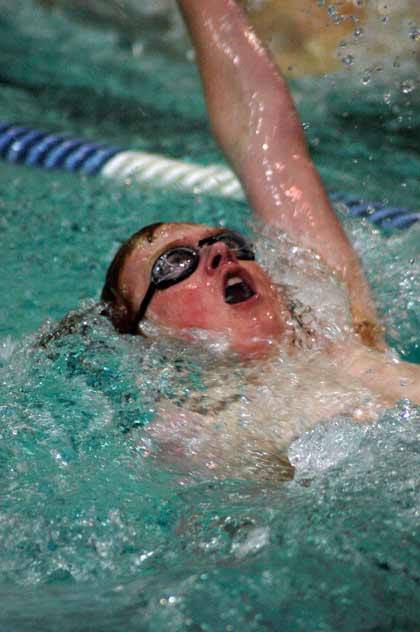 Zach Goodsell cruises through the backstroke during the Bonney Lake/Enumclaw swim meet Dec. 9.