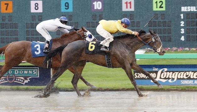 Tabled With Gold and jockey Gallyn Mitchell edge past Stephanie Plum in the $17