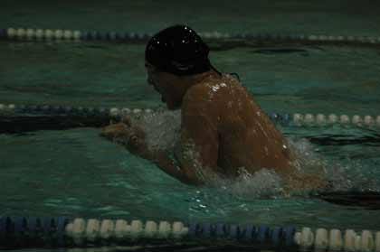 Sumner's Connor Powers-Hubbard raced to a tie in the 100-yard breaststroke against Peninsula.