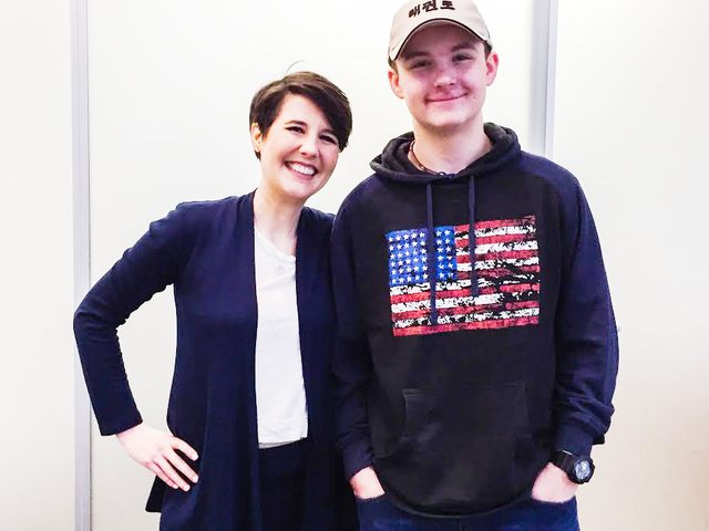 Tyler Stewart and doctor Emily Law of the Seattle Children’s Pain Medicine program. Photo courtesy of Kelly Stewart.