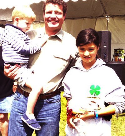 King County Councilman Reagan Dunn and son Hayden join Holly Rice and the ‘King Critter’ of the King County Fair