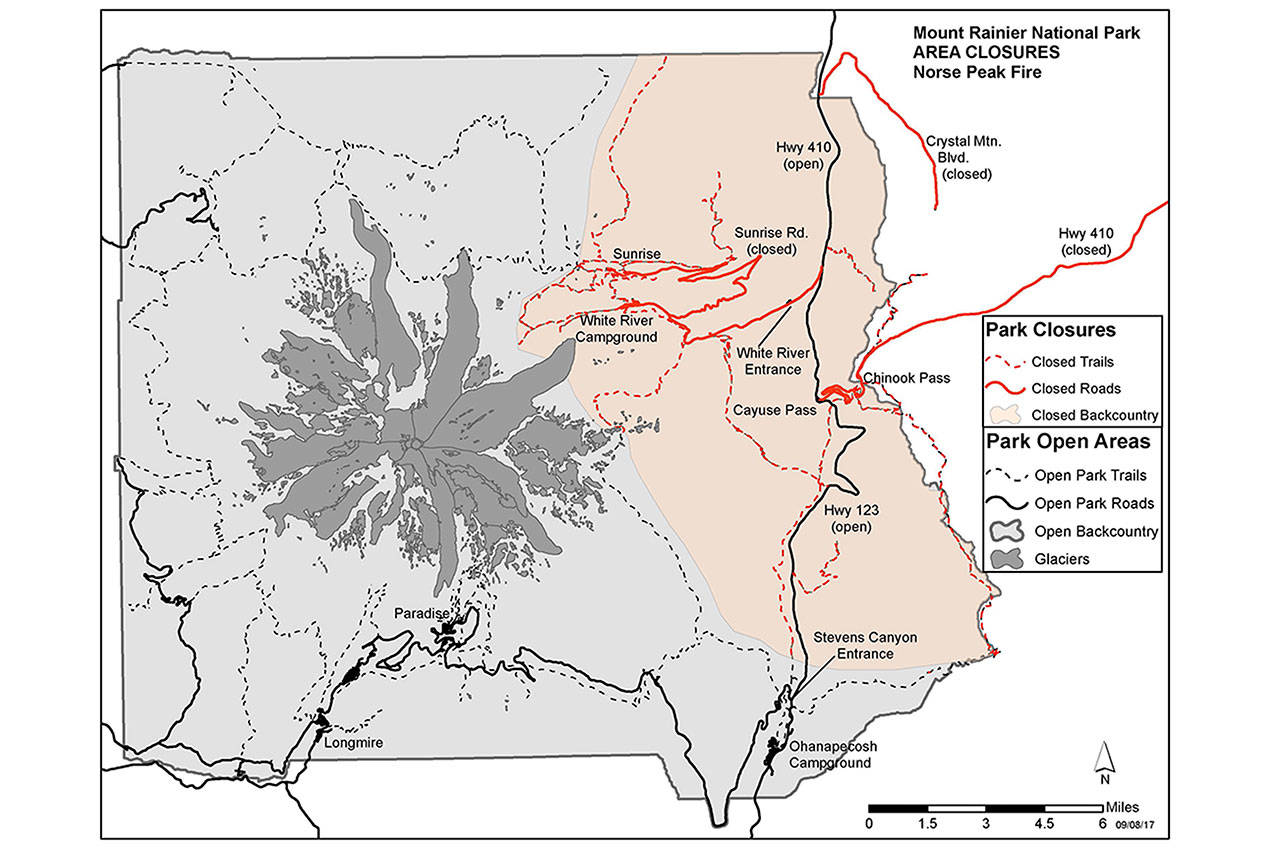 As of Sept. 8, White River and Sunrise areas of Mount Rainier National Park are still closed. Courtesy image