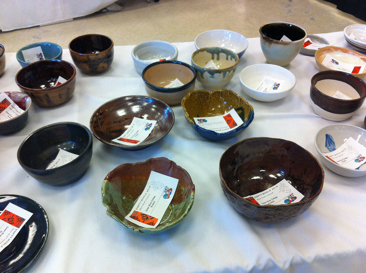 Close to 300 bowls were handcrafted by local artists for the upcoming Empty Bowls Event. Contributed photo