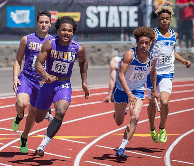 Last year’s Sumner track team on the 4x100 relay placed second in the state competition. Photo by Vince Miller