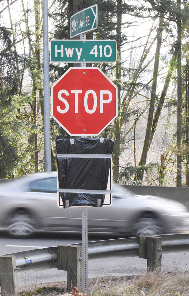 Origianlly, the right-turn restriction from 241st Avenue onto state Route 410 was to go into effect Fed. 4. WSDOT just reversed the decision, meaning nothing is changing. Photo by Kevin Hanson