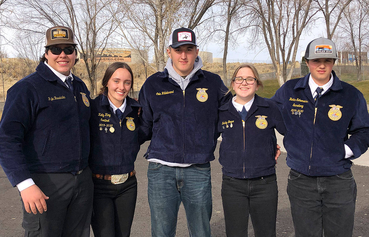 Competing in Nevada were (from left): Ryle Ruvalcaba, Katy King, Cole Hildebrand, Bailey Boyce and Hunter Schumacher. Contributed photo