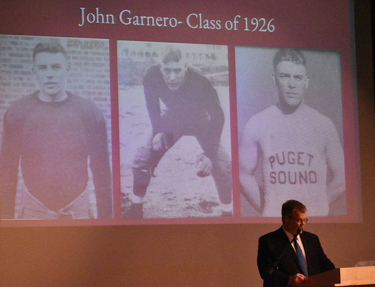 Photos of the late John Garnero were shown during White River High School’s first Athletic Hall of Fame presentation on Friday, Jan. 17. Photo by Kevin Hanson