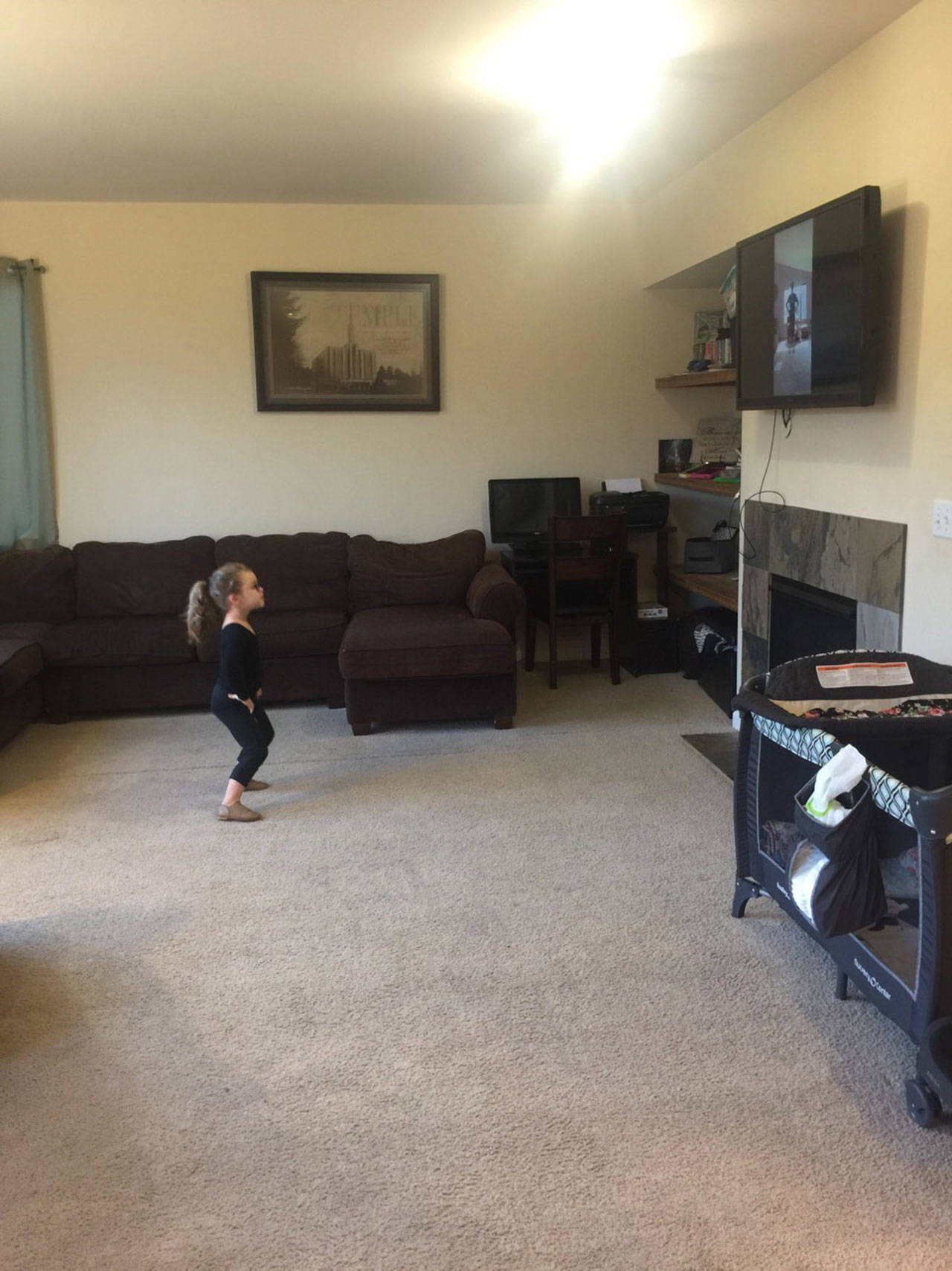 Kinley Anderson, 4, of Pacific Ballroom Dance, learns from home during the COVID-19 “shelter-in-place.” COURTESY PHOTO, Pacific Ballroom Dance