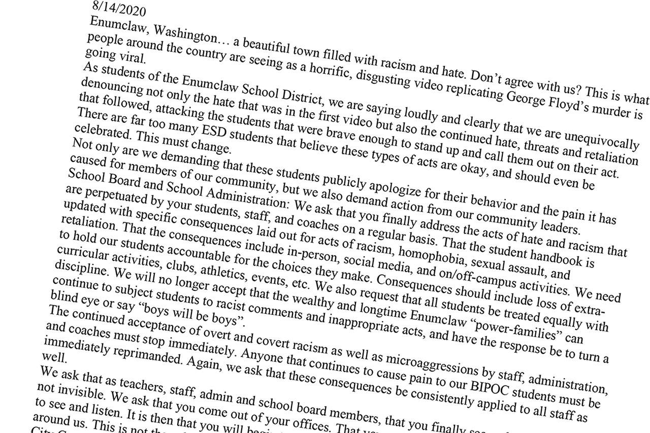 Four students at EHS, leaders of the Associated Student Body, wrote this letter to school administration following a fellow student mocking the murder of George Floyd. The full letter can be read below.