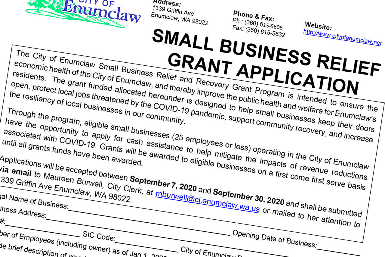 Local businesses can now apply for a $7,000 grant from the city of Enumclaw. Image courtesy the city of Enumclaw