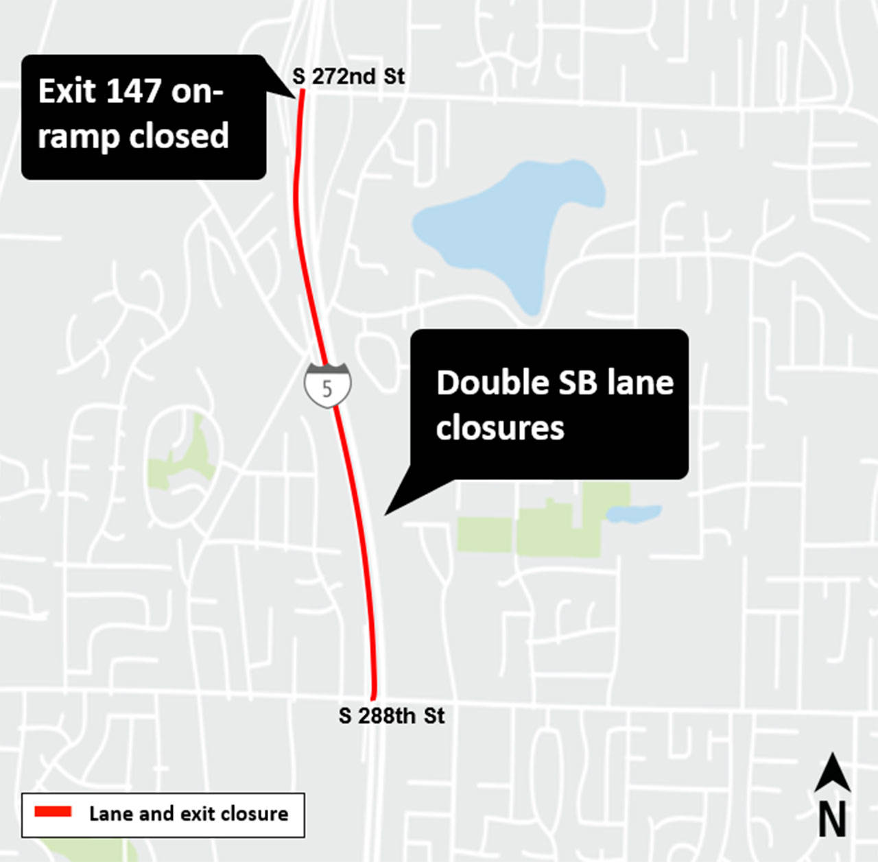 Two lanes of I-5 will be closed overnight this week due to construction for the Federal Way Link Extension. Photo courtesy of Sound Transit