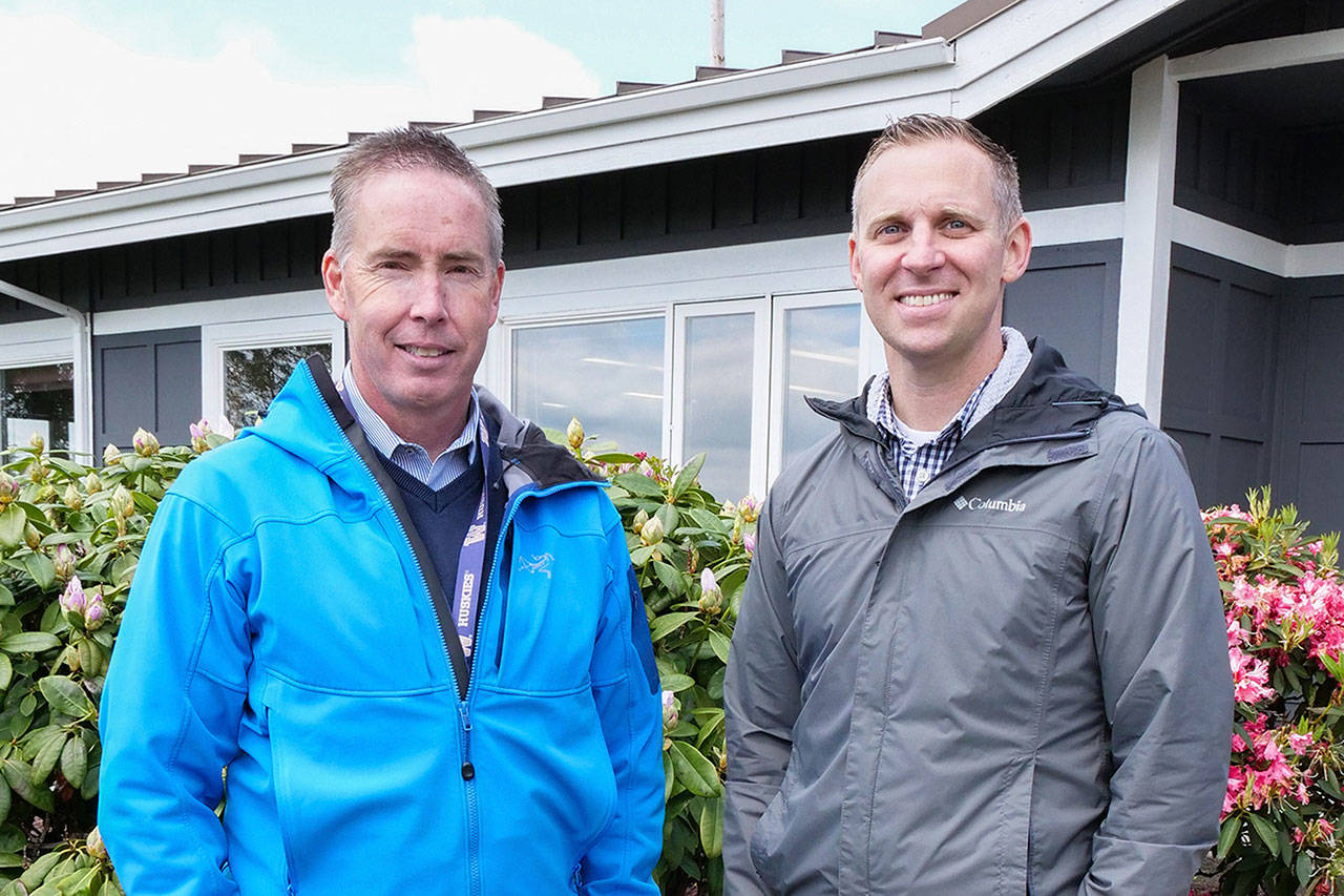 Ed Hatzenbeler (left) will be moving on, hired as the new superintendent for the Orting School District. Replacing him will be Kyle Fletcher, who takes over as the Enumclaw district’s director of finance and operations. Photo courtesy Enumclaw School District