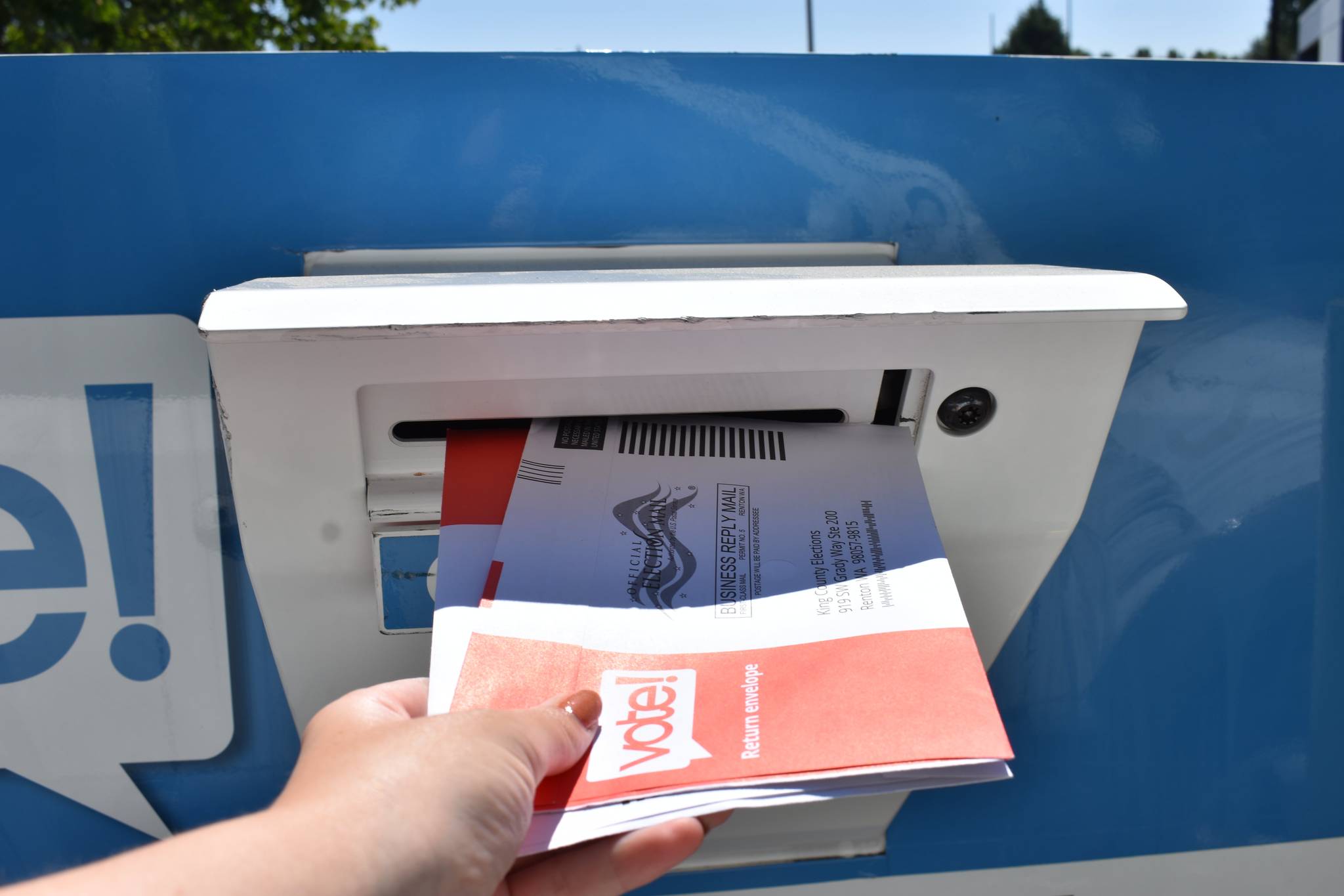 Drop box at the King County Elections headquarters in Renton. File photo