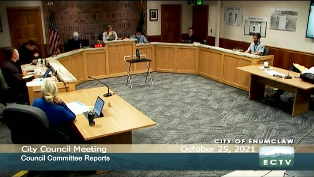 Screenshot 
The Enumclaw City Council Oct. 25 meeting.