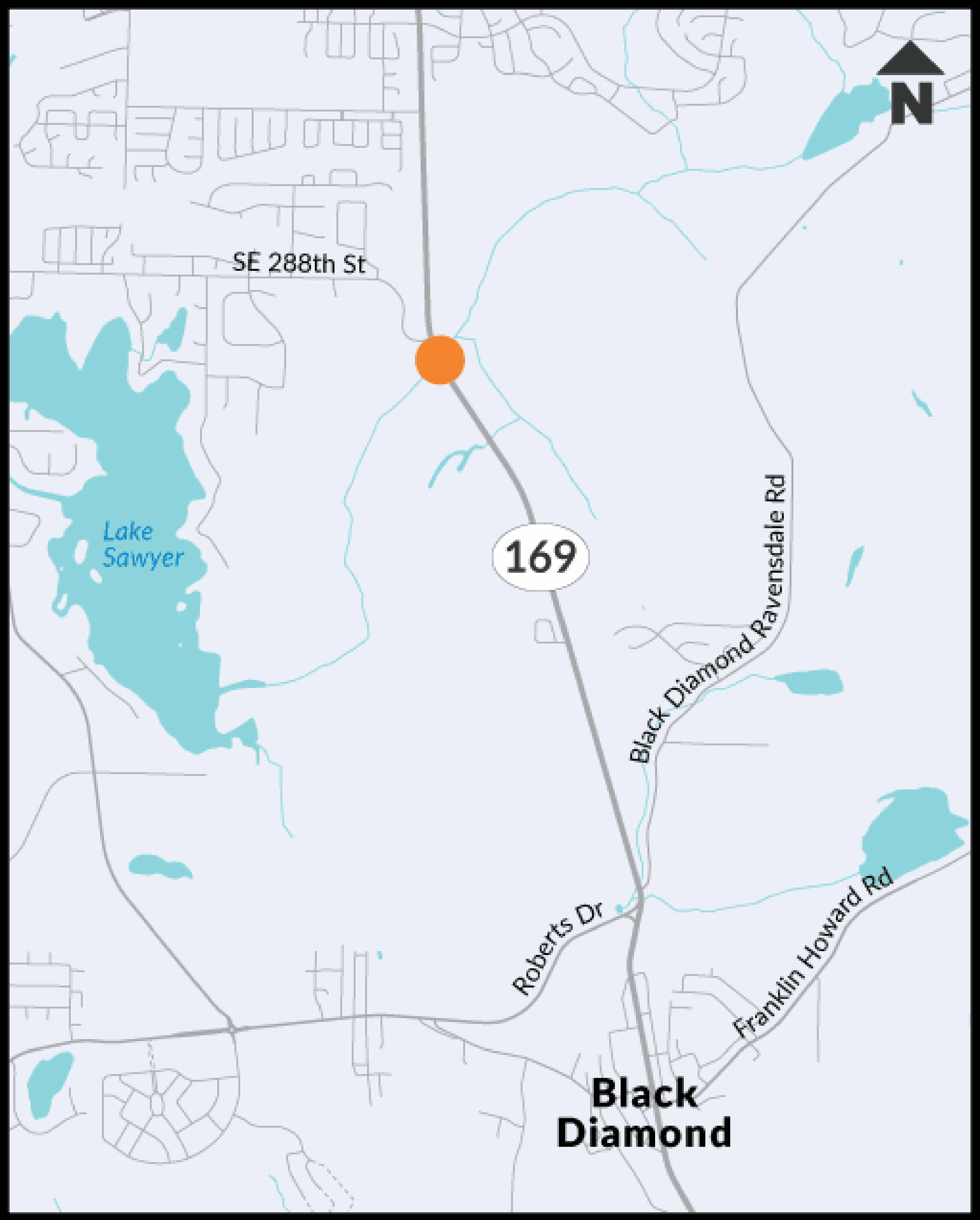 This graphic by the Washington State Department of Transportation indicates where crews will be working on a new bridge and culvert removal on Ravensdale creek.