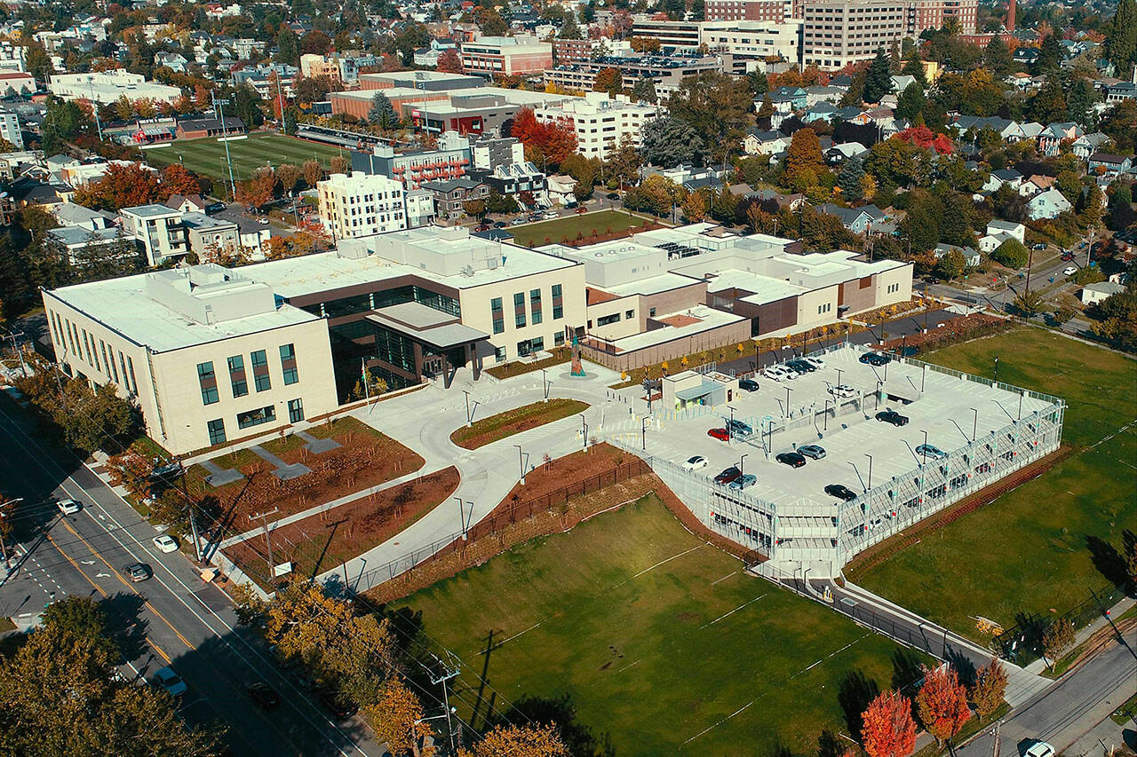 The Judge Patricia H. Clark Children and Family Justice Center (CFJC) houses Juvenile Court, Juvenile Detention and a variety of related programs. It is located in the First Hill neighborhood, between 12th and 14th Avenues. Photo courtesy King County