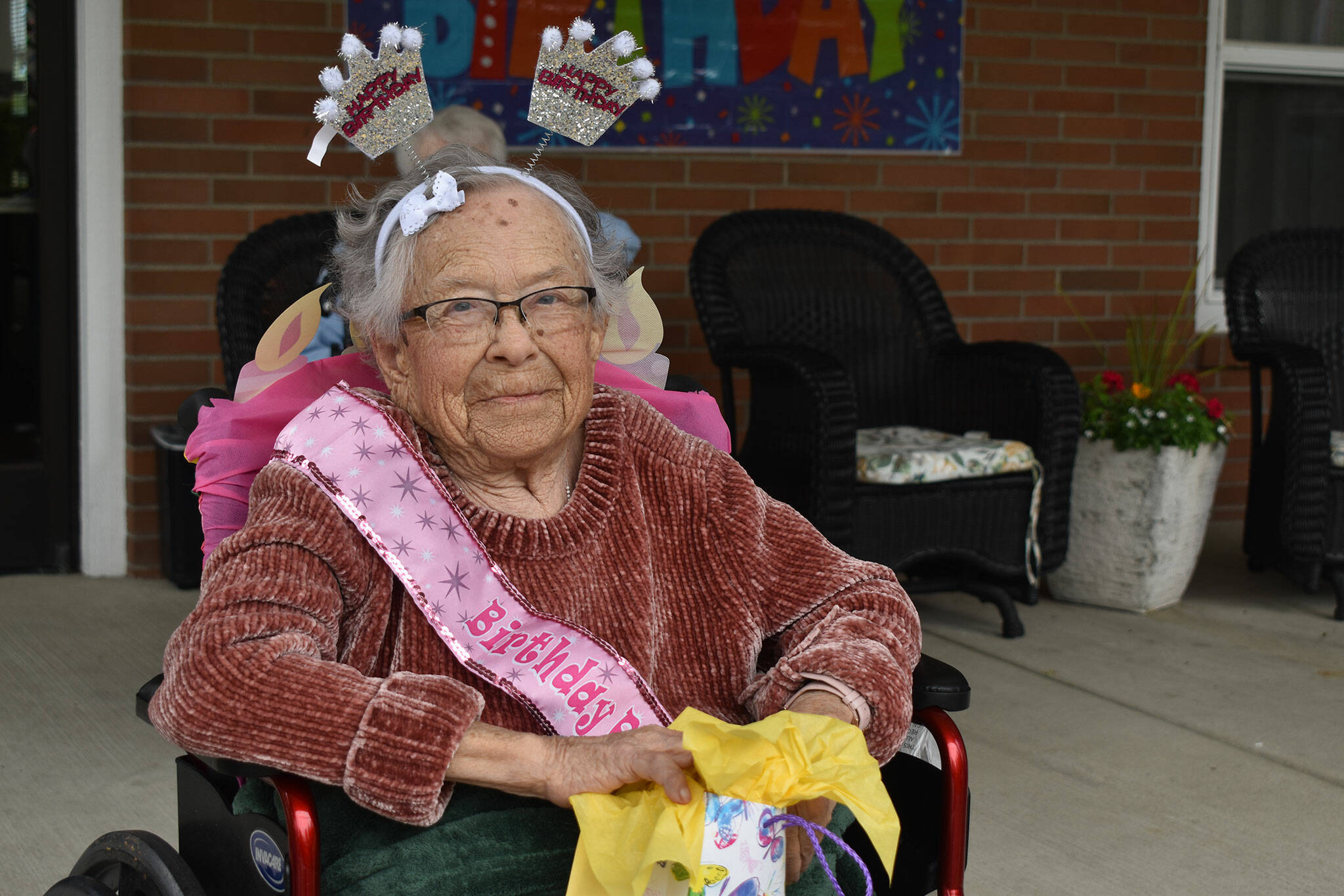 Elma Gust turned 106 on May 26, celebrating her birthday at Enumclaw’s Living Court assisted living community where she’s lived since 2017. Photo by Alex Bruell