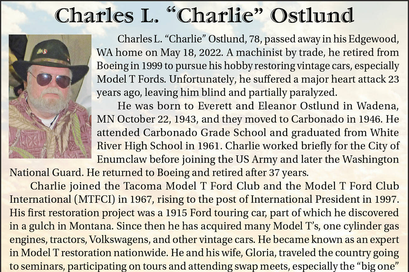 Charles L. “Charlie” Ostlund died on May 18, 2022 at the age of 78.