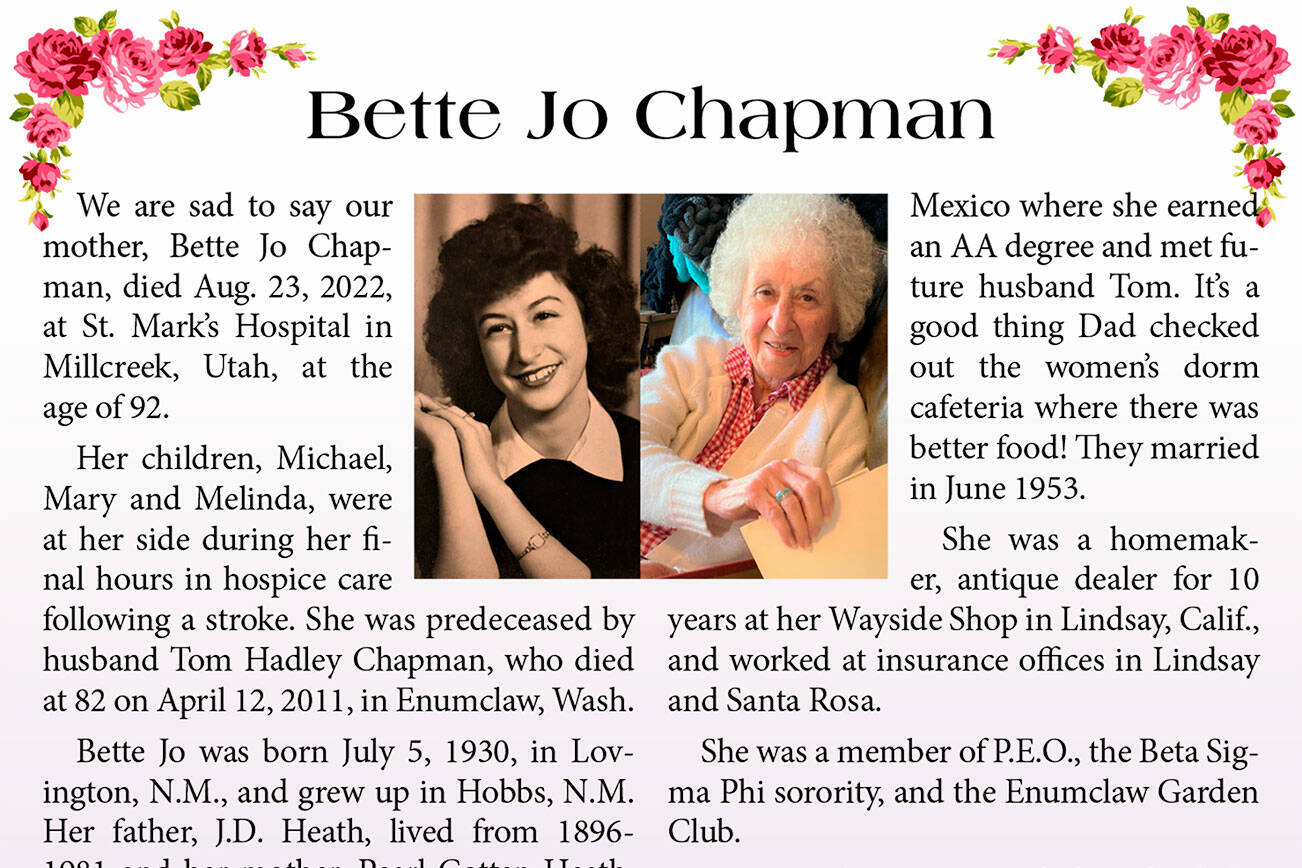 Obituary, Bette Jo Saccomanno