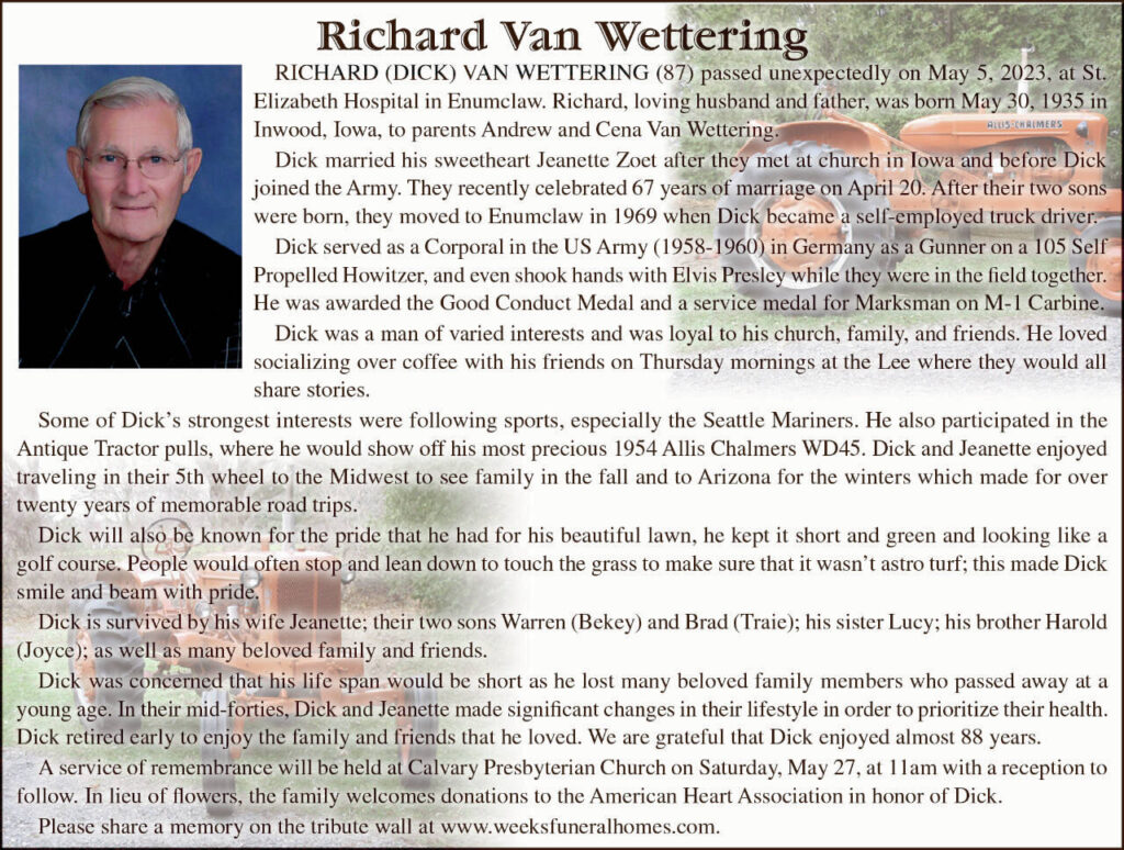 Richard Van Wettering | Courier-Herald