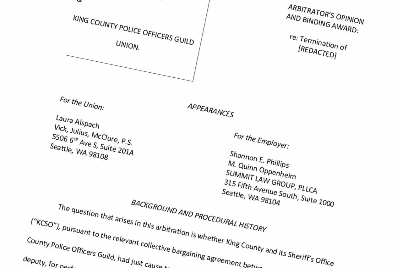 The arbitration order redacts the names of people involved in this case, but details outlined in arbitration documents confirm the case was about George Alvarez’s termination. Screenshot