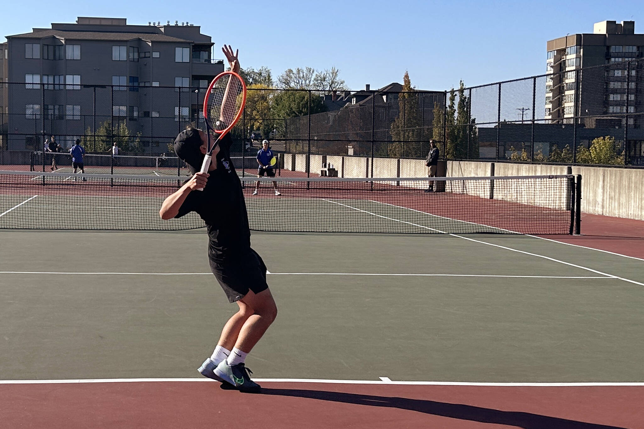 Gavin Orozco making a serve against a Stadium Tiger foe. Photo courtesy Andy Orozco