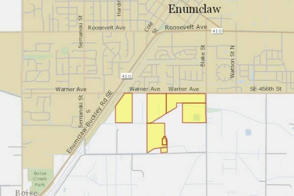 King County is aiming to purchase these parcels outside Enumclaw to keep them farmland, instead of being developed. Screenshot