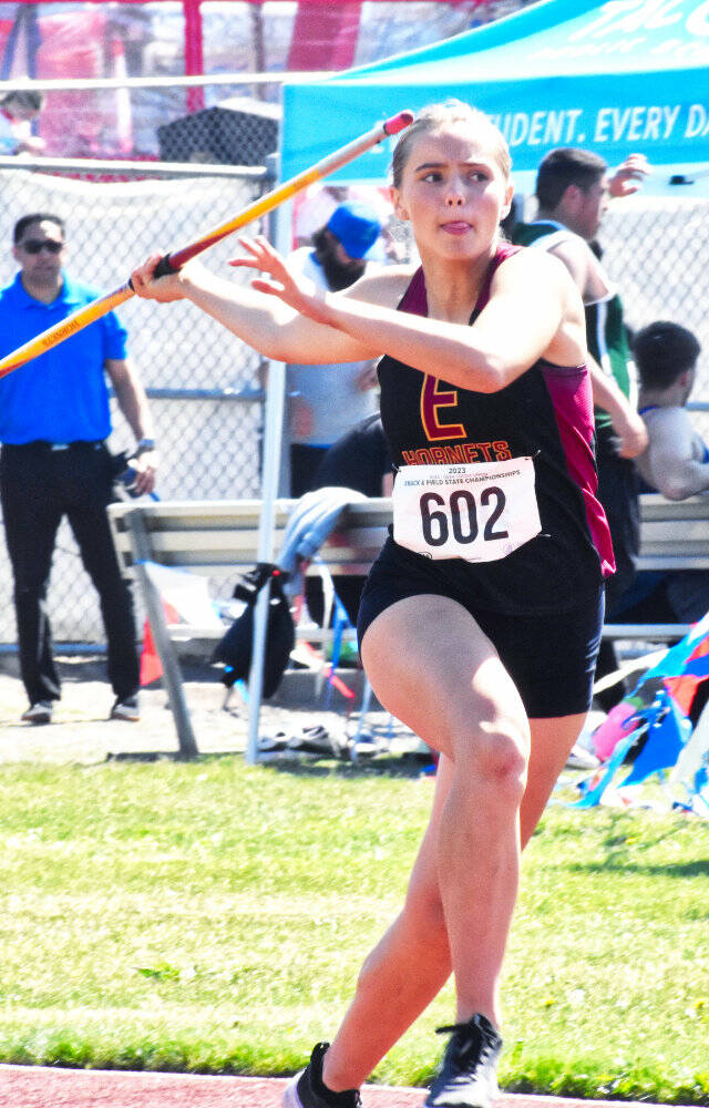 Natalie DeMarco is shown here on the way to a second-place finish at last year’s state track and field championships. Last week, she received a 2024 Smart Choices Scholarship. File photo