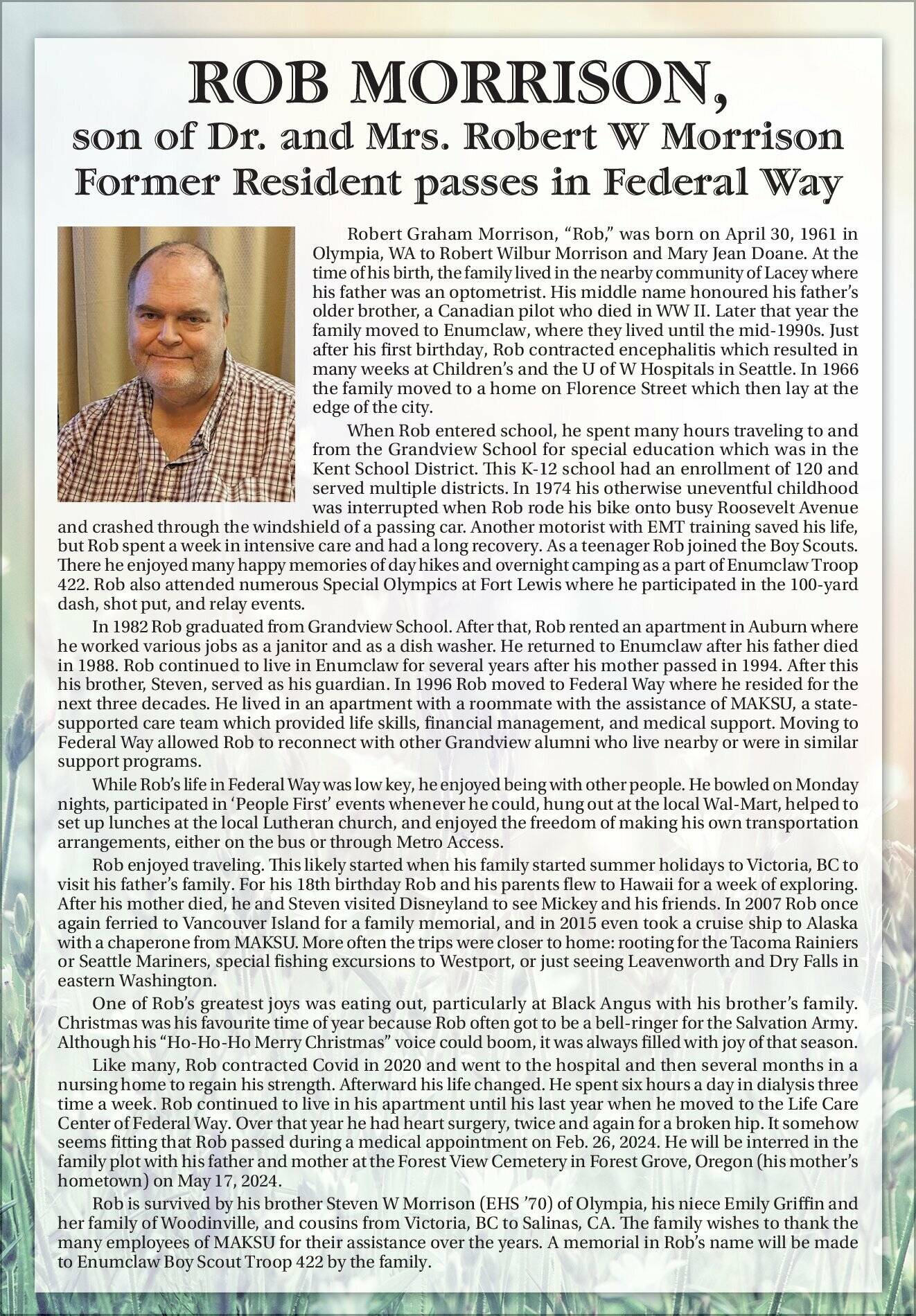 Obit for Rob Morrison