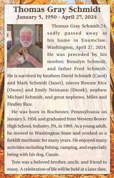 Obit for Thomas Schmidt