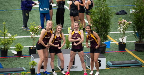 Courtesy photo
The White River girls track team, despite its small size, took first at districts this year. Pictured is the 4 x 400 team, Vivian King, Charee Sproed, Trista Turgeon, and Nativity Laddy.