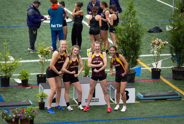 The White River girls track team, despite its small size, took first at districts this year. Courtesy photo