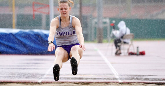 Kira Hawaaboo heads to the NCAA Championships this week. Pictured is Hawaboo at a competition at the Northwest Conference Multi-Event Championships, April 8 - 9, at Willamette University in Salem. Photo by Nathan Herde, Linfield Sports Communications