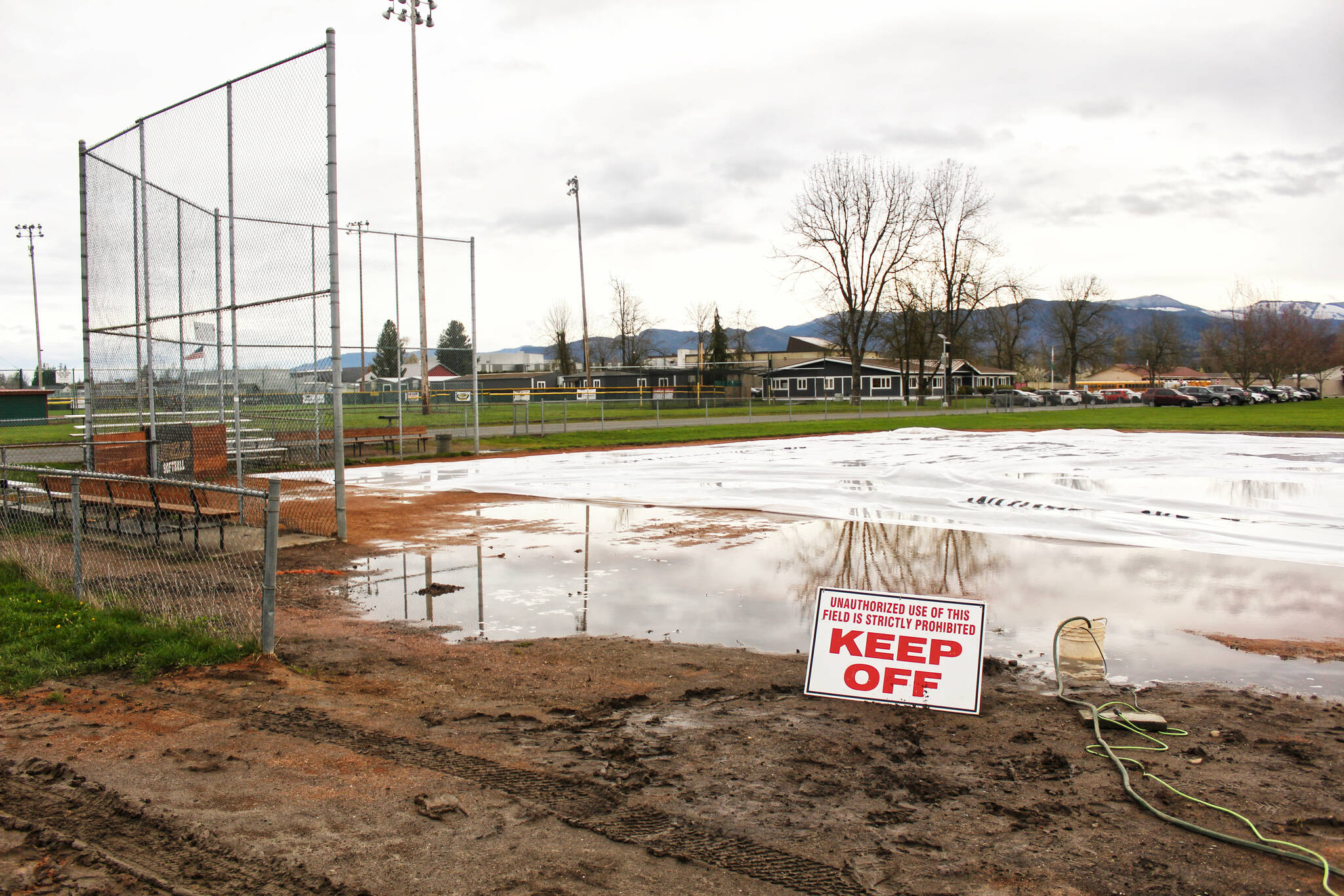 Enumclaw softball’s Field #3 has been unusable for two years, either due to rain or repairs from the district to improve drainage. Photo by Ray Miller-Still