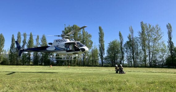 Photo courtesy the National Park Service
A helitack crew — meaning a team of fire fighers who are transported via helicopters to respond to wildfires — training at the Enumclaw.