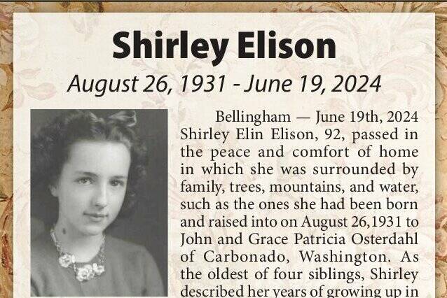 Obit for Shirley Elison