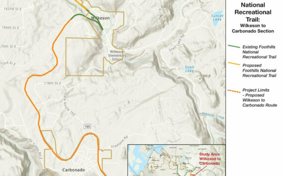 Image courtesy Pierce County
A map of the proposed Wilkeson-to-Carbonado section of the Foothills Trail that will eventually lead to Mount Rainier.