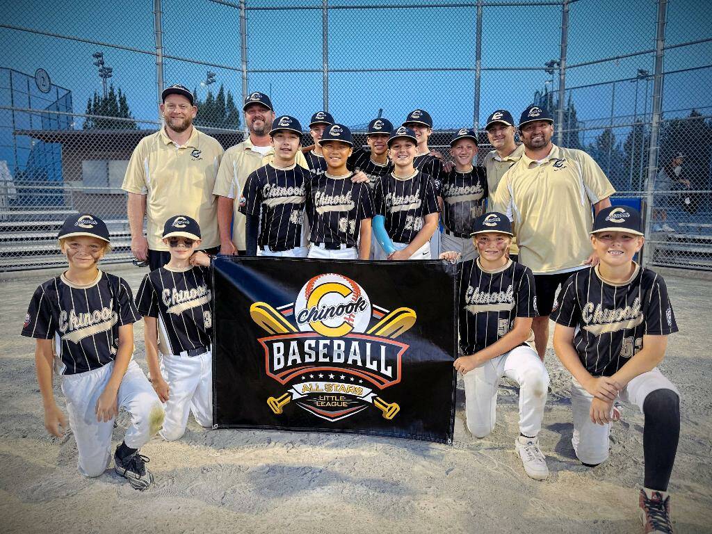 Contributed photo
The Chinook Little League All-Stars roster included Gavin An, CJ Anderson, Scott Fardig, Luke Hanson, Madden Kennedy, Rylen McDaneld, Masyn McMillen, Sawyer O’Grady, Casey Ruda, Henry Schweickert, Wyatt Stombaugh, Beckham Toone and Micah Wagoner. Leading the squad were manager Xavier McMillen and coaches Tyson Briggs and Eric Hanson.