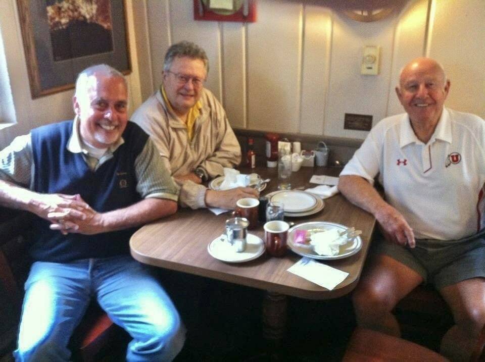 Greg on left, Gary Snyder in the middle. Coach Ed Pepple on the right. Taken at Pancake Corral in Bellevue. Courtesy photo