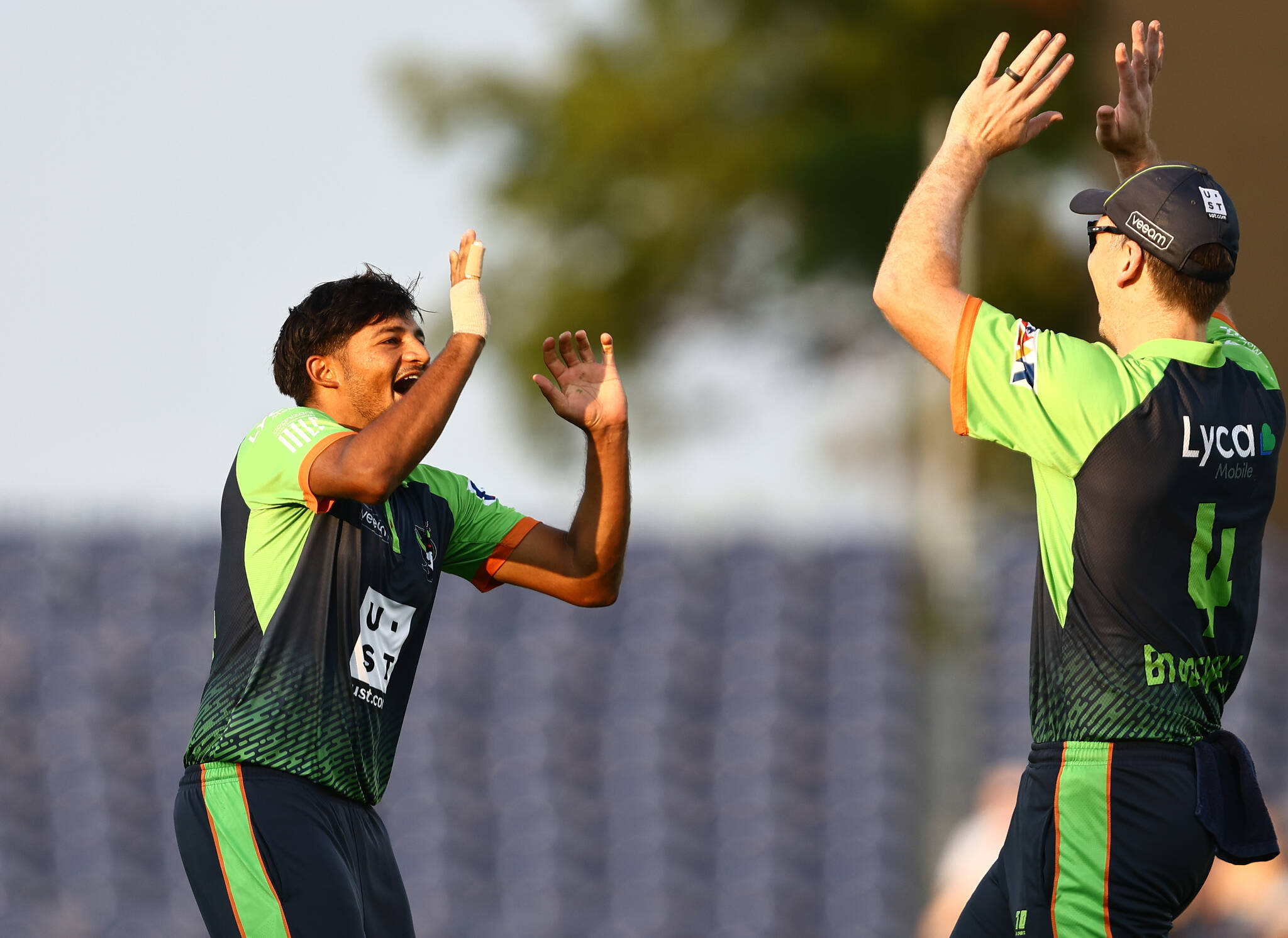 Ayan Desai of Seattle Orcas celebrates his maiden wicket during match twenty one of the Cognizant Major League Cricket season 2 between Seattle Orcas and Texas Super Kings held at the Grand Prairie cricket stadium, Grand Prairie, United States of America (USA) on the 23rd July 2024 Photo by Richard Huggard / Sportzpics for MLC
Credit: Major League Cricket