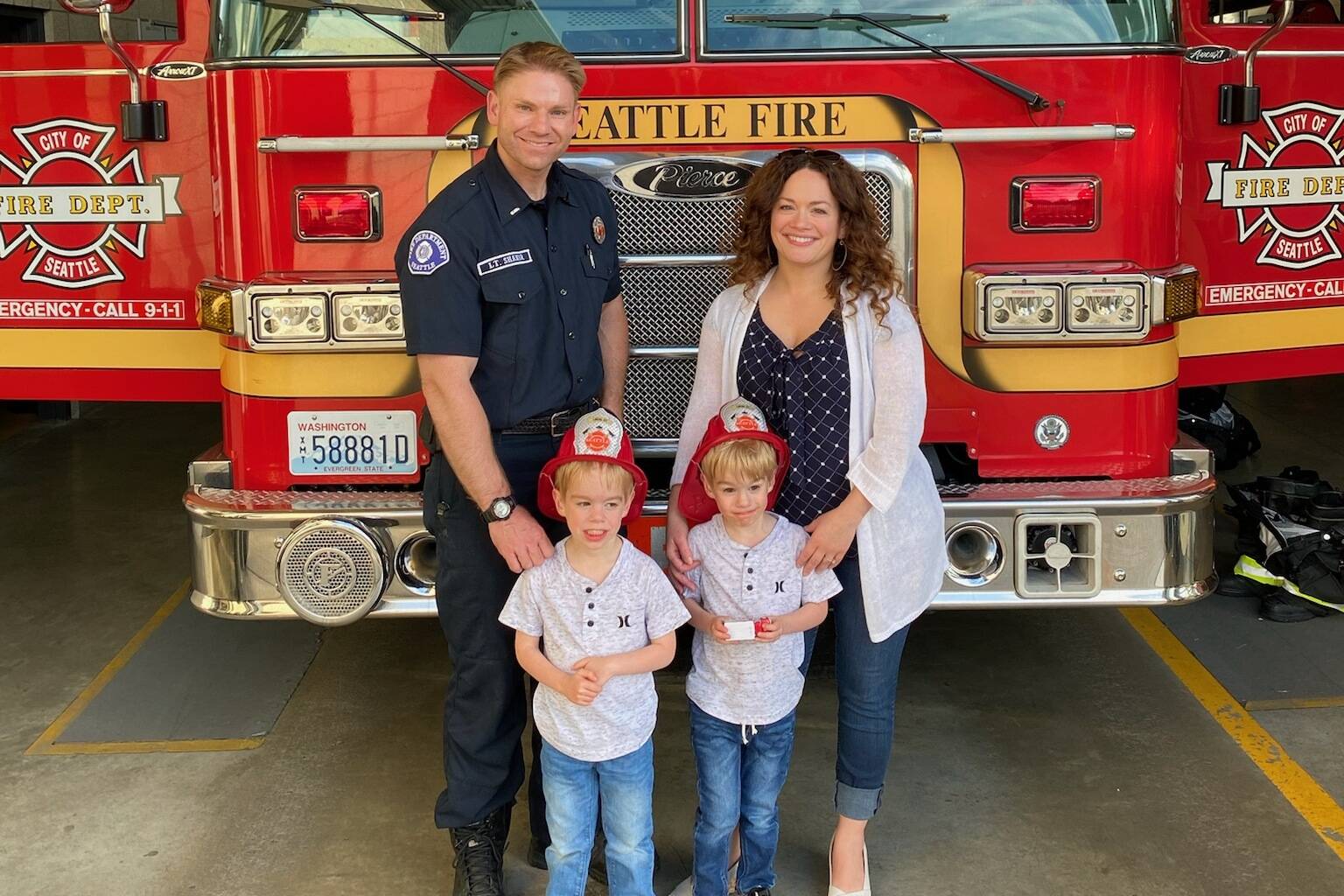 Contributed photo
Pictured, left to right, is Seattle firefighter Brian Shaner, St. Elizabeth Hospital President Danna Shaner, and their twin sons Noah and Matt. Contributed photo